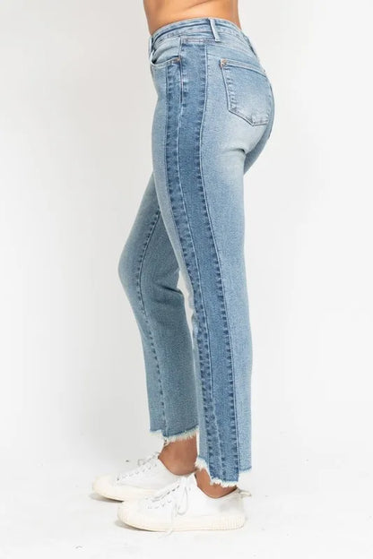 Hazel Blues® | Judy Blue Vintage Wash Side Panel Detail with Fray Hem Slim