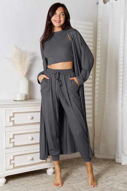 Hazel Blues® |  Tank, Pants, and Cardigan Set with Pockets