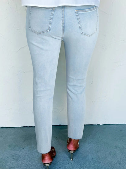 Hazel Blues® |  Mid Rise Ankle-Length Distressed Skinny Jeans
