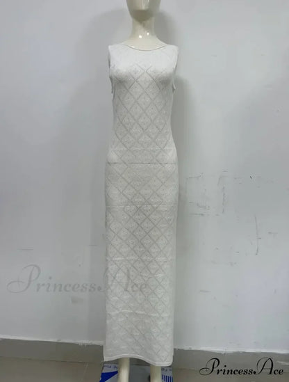 Beachwear Out Knitted Sleeveless Slit Tank Maxi Dress