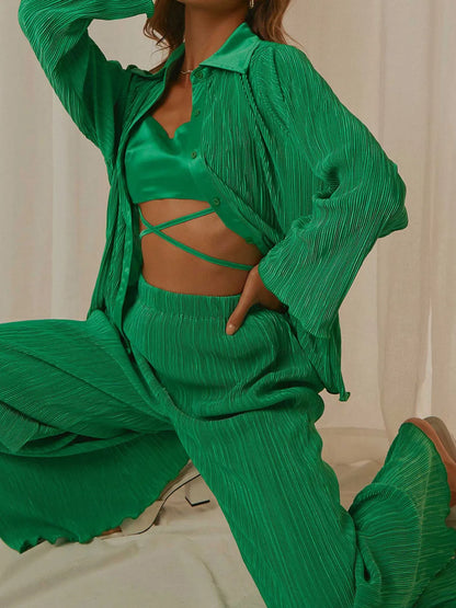 Hazel Blues® |  Button Up Long Sleeve Top and Pants Set