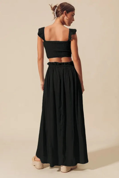 Hazel Blues® |  SO ME Smocked Top and Flowy Maxi Skirt Set