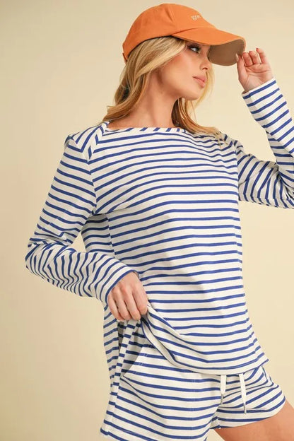 Hazel Blues® |  Aemi+Co Drawstring Contrast Striped Shorts