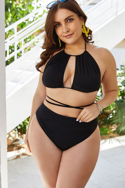 Hazel Blues® | Cutout Tied Backless Bikini Set
