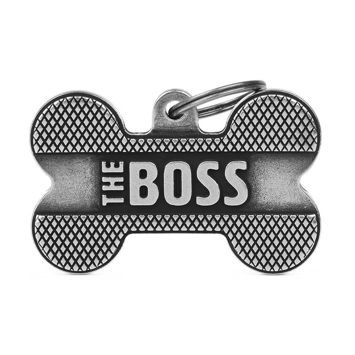 Bronx "The Boss" XL Bone Dog ID Tag – Antique Silver
