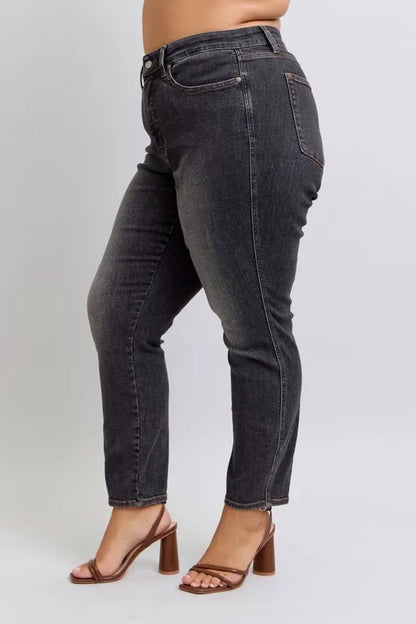 Hazel Blues® | Judy Blue Mid Rise Tummy Control Slim Jeans