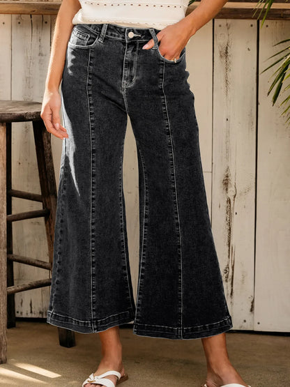 Hazel Blues® |  Seam Detail Flared Bottom Ankle Length Jeans