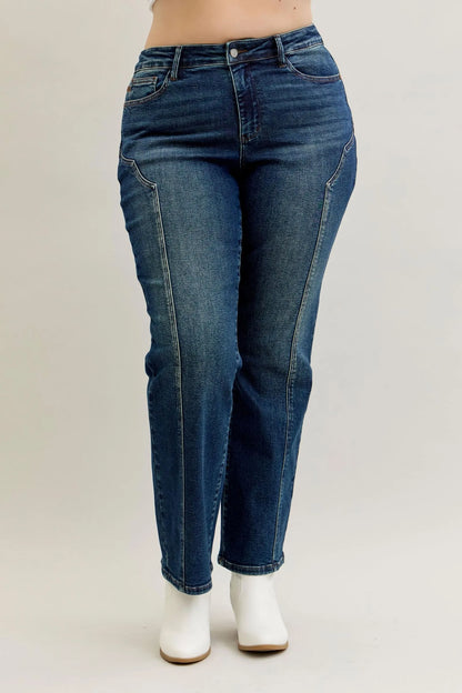 Hazel Blues® | Judy Blue Seam Detail Straight Leg Jeans
