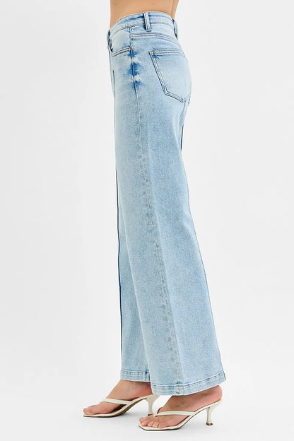 Hazel Blues® | RISEN High Waist Wide Leg Pintuck Detailed