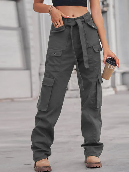Hazel Blues® |  High-Waisted Multi-Pocket Cargo Jeans