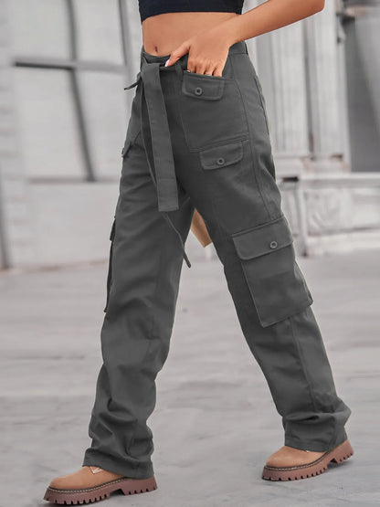 Hazel Blues® |  High-Waisted Multi-Pocket Cargo Jeans