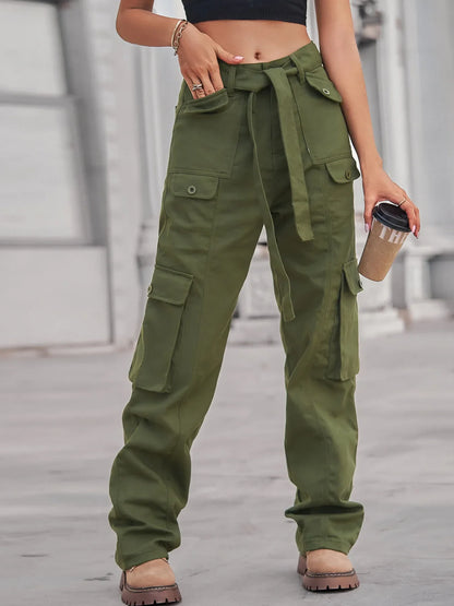 Hazel Blues® |  High-Waisted Multi-Pocket Cargo Jeans