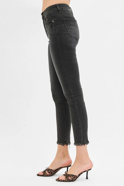 Hazel Blues® | RISEN Tummy Control Mid Rise Crop Skinny Jeans