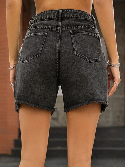 Hazel Blues® |  Raw Hem High Waist Denim Shorts