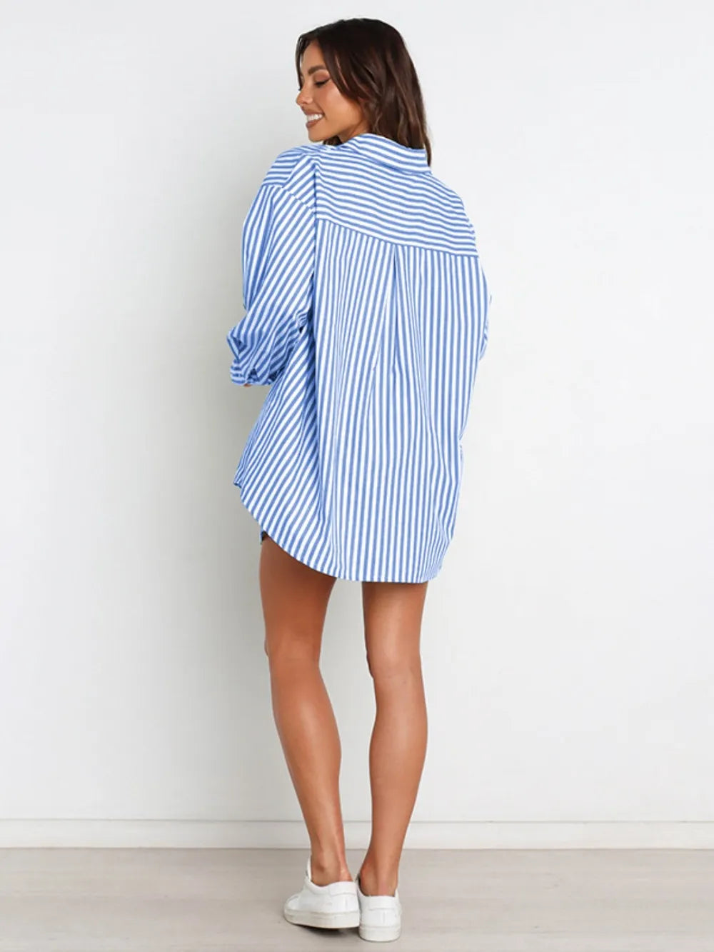 Hazel Blues® |  Striped Dropped Shoulder Shirt and Shorts Set