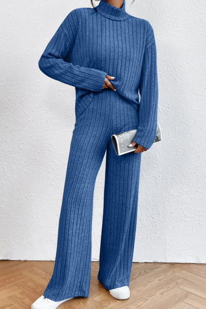 Hazel Blues® |  Mock Neck Dropped Shoulder Top and Pants Set