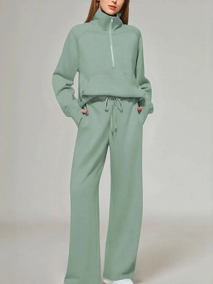 Hazel Blues® |  Half Zip Long Sleeve Top and Pants Set