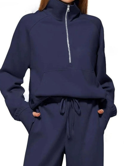 Hazel Blues® |  Half Zip Long Sleeve Top and Pants Set