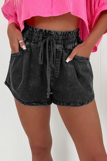 Hazel Blues® |  Drawstring High Waist Denim Shorts with Pockets