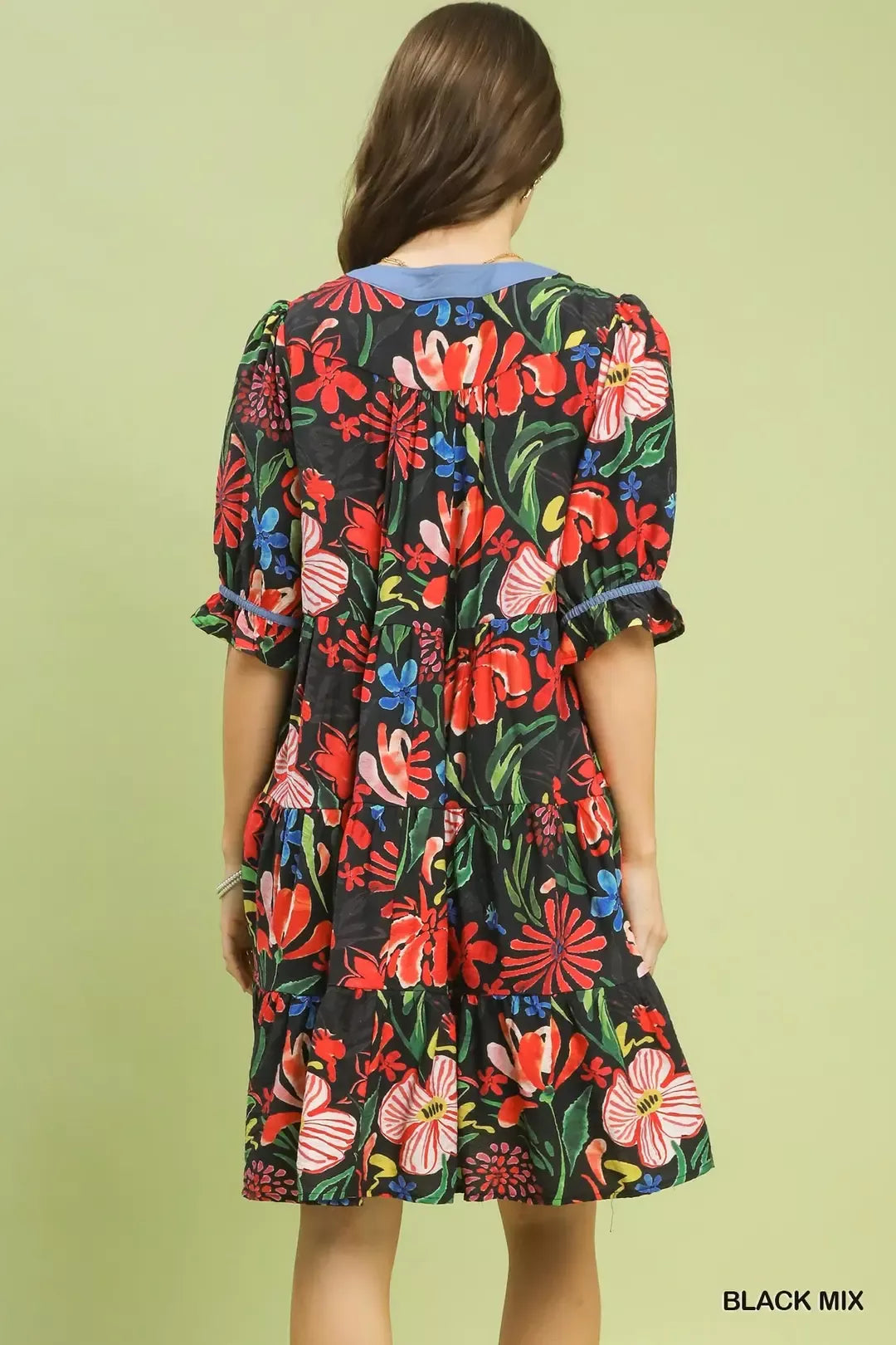 Hazel Blues® |  Umgee Floral Tiered Puff Sleeve Dress