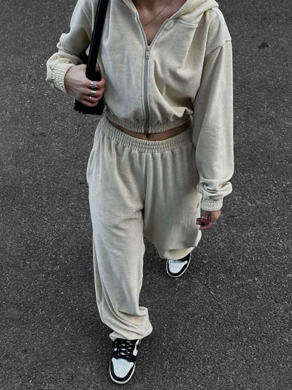 Hazel Blues® |  Zip Up Hoodie and Pocketed Pants Set