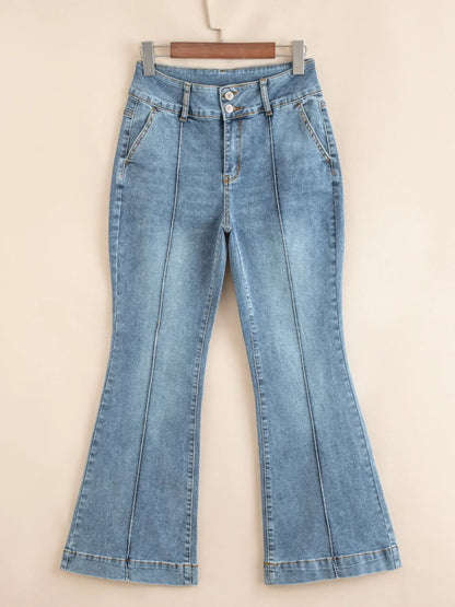 Hazel Blues® |  High-Waisted Flare Jeans with Seam Detail