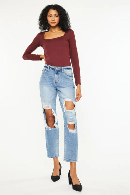 Hazel Blues® |  Kancan High Rise Distressed Boyfriend Jeans