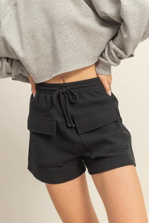Hazel Blues® |  HYFVE Drawstring Waffle Knit Front Pocket Shorts
