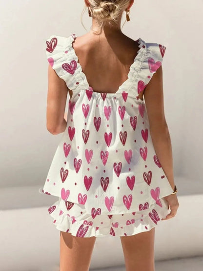 Hazel Blues® |  Ruffled Striped Tank and Shorts Set