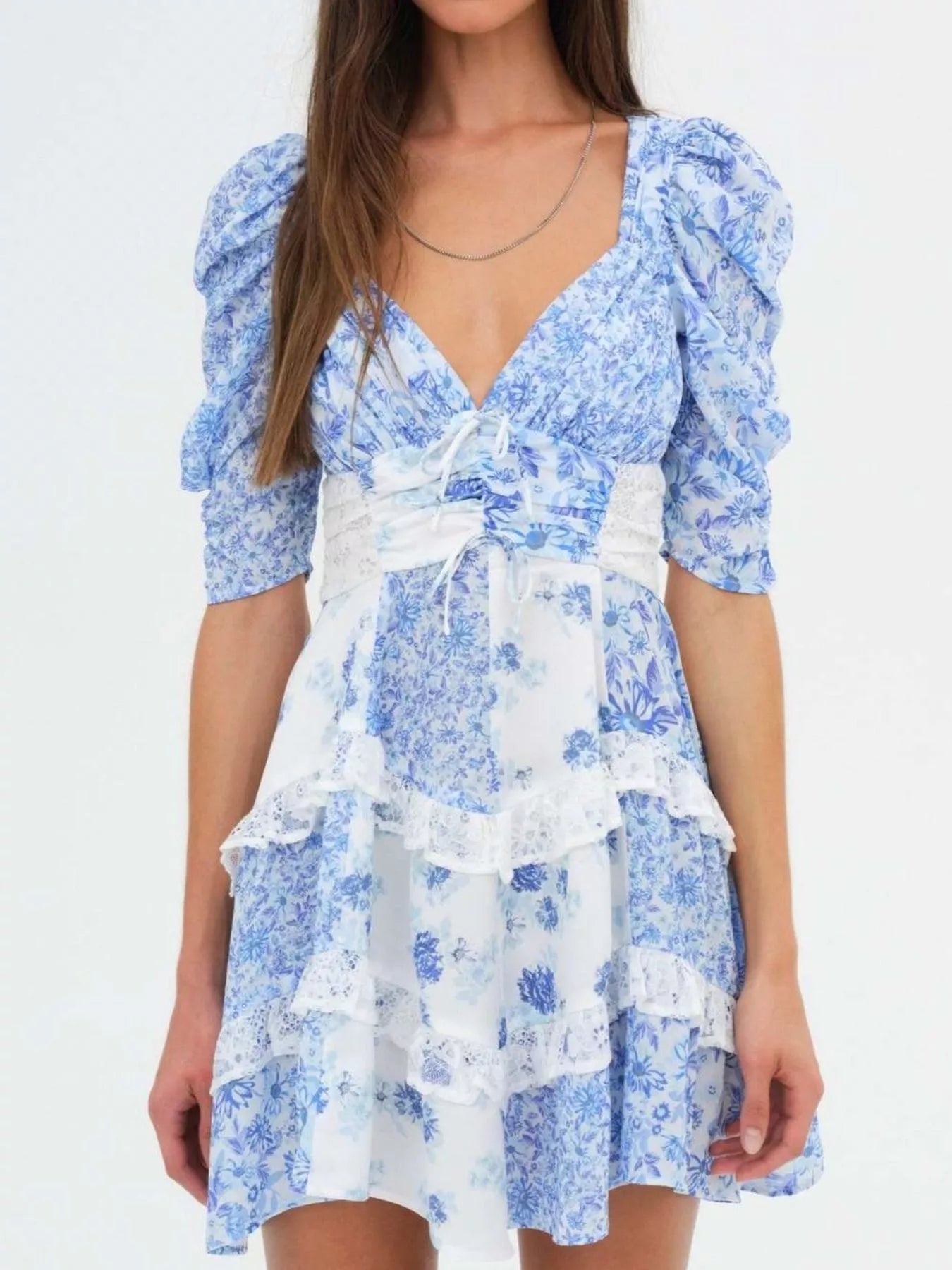Hazel Blues® |  Ruffled Floral Print Half Sleeve Dress