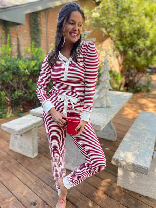 Hazel Blues® |  PREORDER: Candy Striped Pajama Pants Set