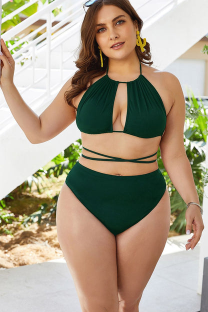 Hazel Blues® | Cutout Tied Backless Bikini Set