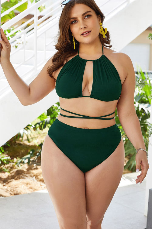 Hazel Blues® | Cutout Tied Backless Bikini Set