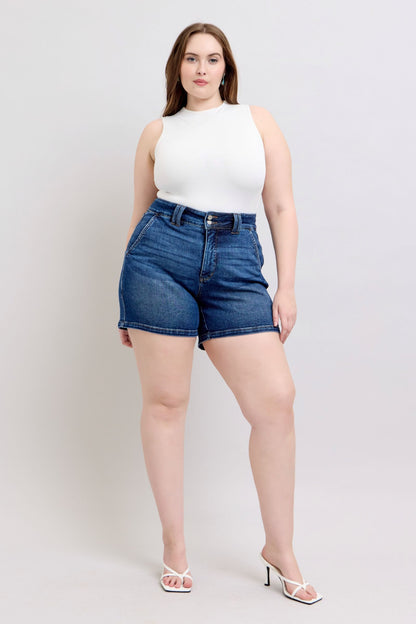 Hazel Blues® | Judy Blue Double Button Waistband Denim Shorts