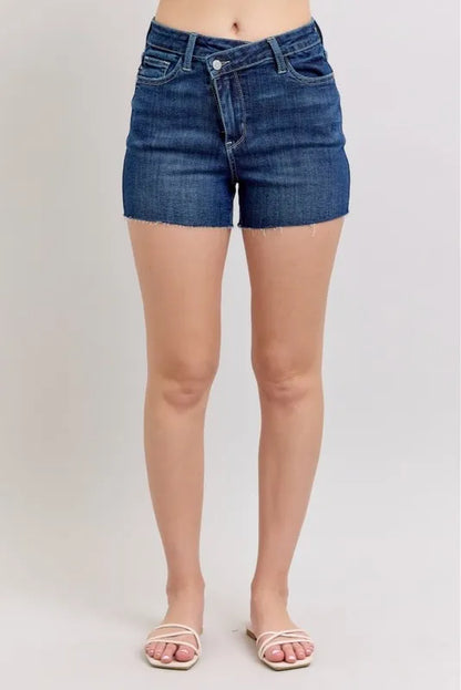 Hazel Blues® |  Judy Blue High Waist Criss-Cross Waistband Denim Shorts