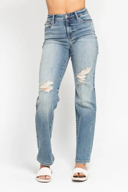 Hazel Blues® | Judy Blue High Waist Distressed Dad Jean