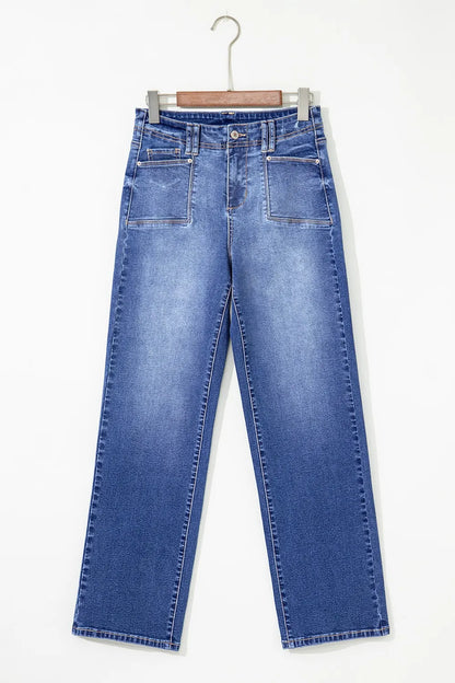 Hazel Blues® |  High-Waisted Wide-Leg Vintage Wash Jeans