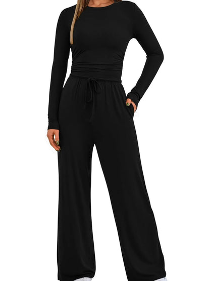 Hazel Blues® |  Round Neck Long Sleeve Top and Pants Set