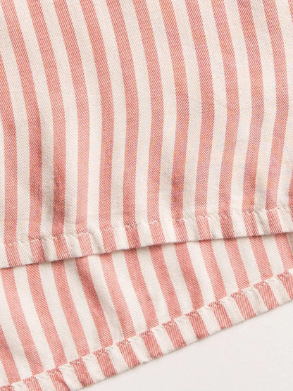 Hazel Blues® |  Striped Collared Neck Long Sleeve Top and Shorts Lounge Set