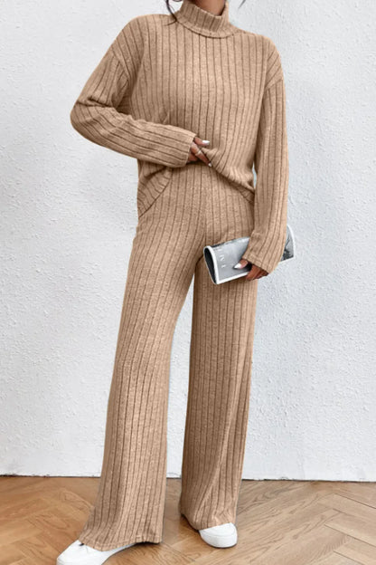 Hazel Blues® |  Mock Neck Dropped Shoulder Top and Pants Set