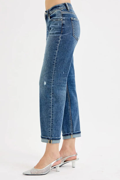 Hazel Blues® | RISEN Low Rise Crop Boyfriend Jeans