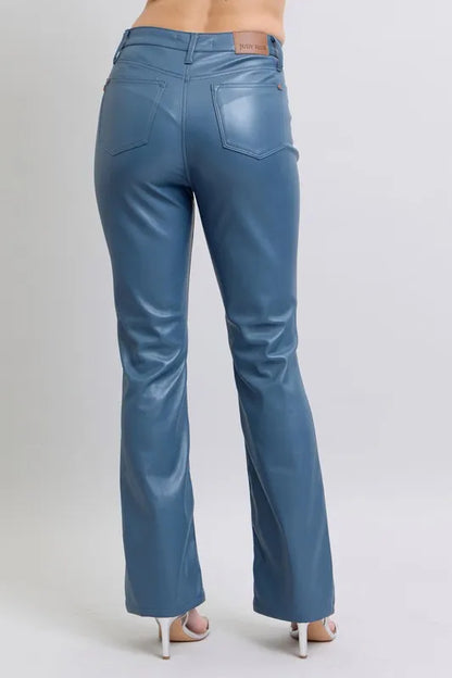 Hazel Blues® | Judy Blue High Waist Tummy Control Faux Leather Bootcut Pants