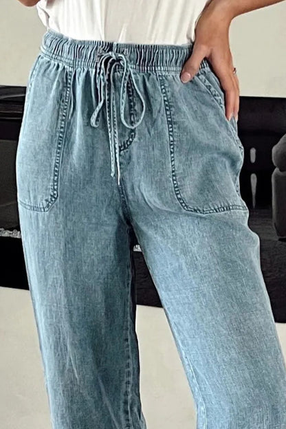 Hazel Blues® |  Drawstring High Waist Jeans with Pockets