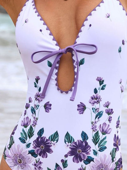 Hazel Blues® |  Printed Spaghetti Strap One-Piece Swimwear and Cover Up Swim Set