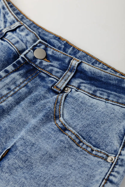 Hazel Blues® |  High-Waisted Wide-Leg Cuffed Jeans