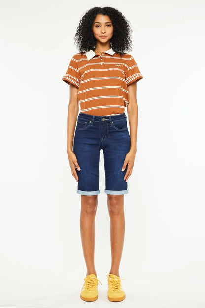 Hazel Blues® |  Kancan Mid Rise Bermuda Denim Shorts