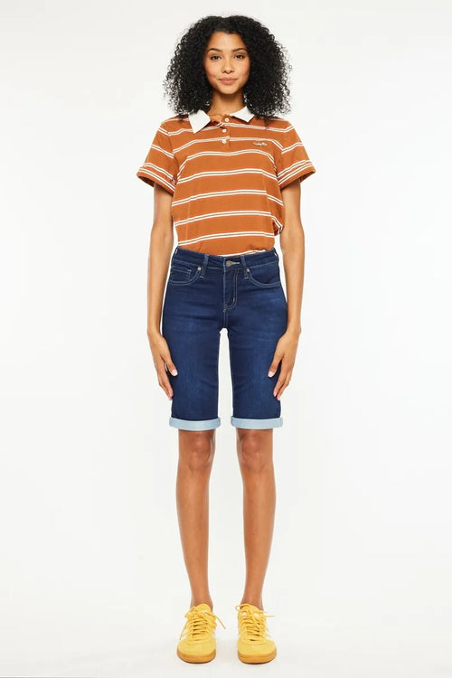 Hazel Blues® |  Kancan Mid Rise Bermuda Denim Shorts