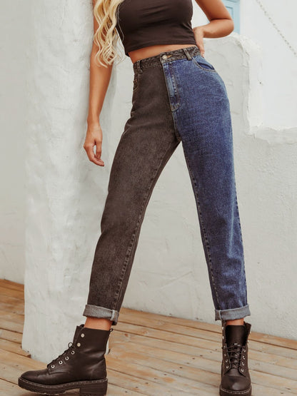 Hazel Blues® |  Two Tone Straight Leg Jeans