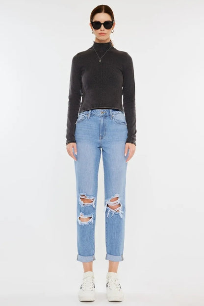 Hazel Blues® |  Kancan High Rise Distressed Mom Jeans