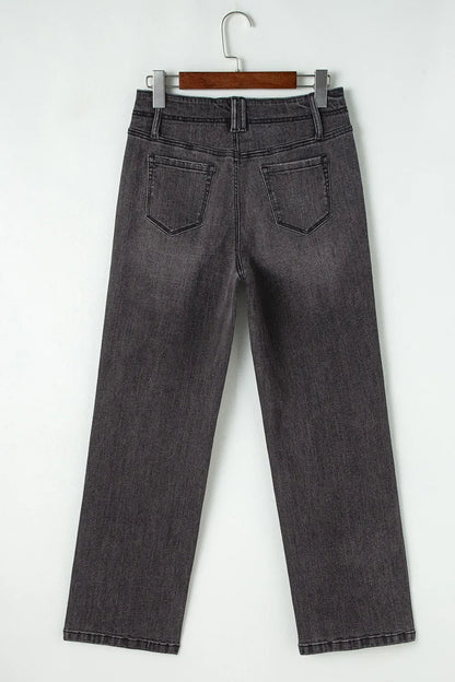 Hazel Blues® |  High-Waisted Wide-Leg Vintage Wash Jeans